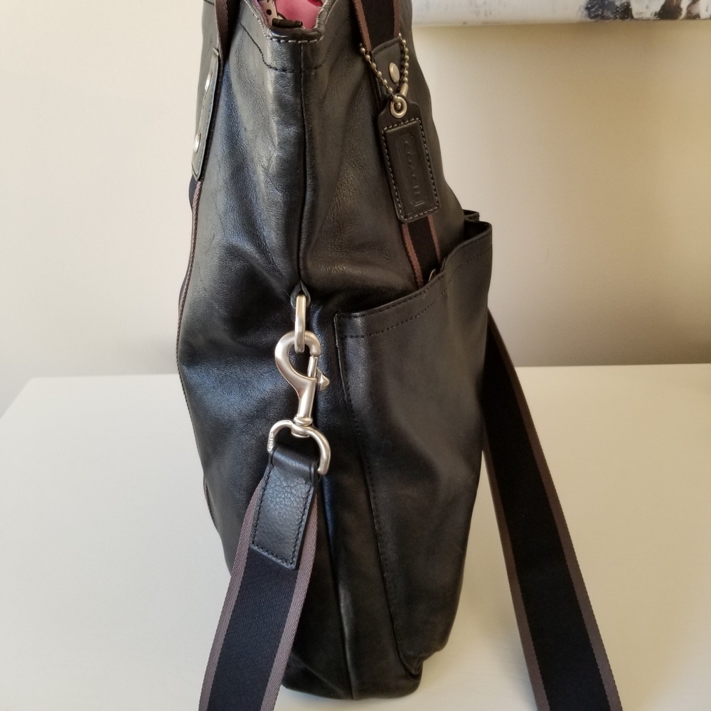 Coach Heritage Web Leather Foldover Tote Unisex - Picture 5 of 16